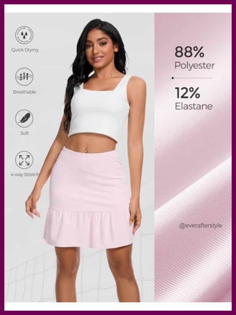 Womens Skort 17in Knee Length High Waist A-Line Golf Tennis Athletic Zipper - Picture 4 of 6